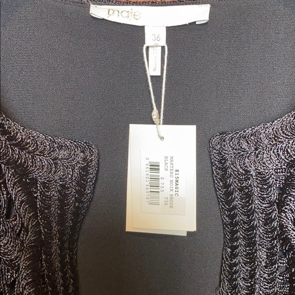 MAJE Embellished Crochet Magic Open Coat - Picture 7 of 7